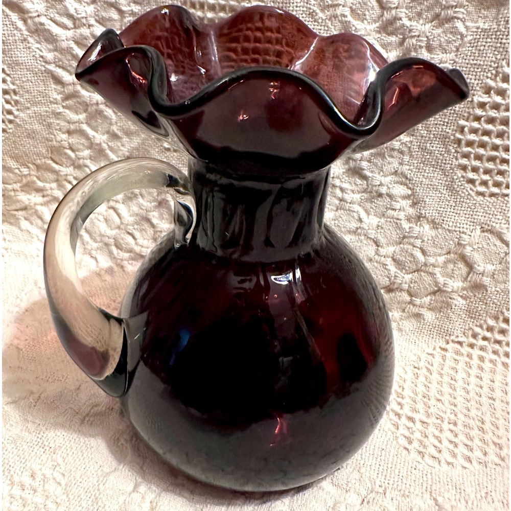 Vintage Amethyst Hand Blown Purple Pitcher Vase